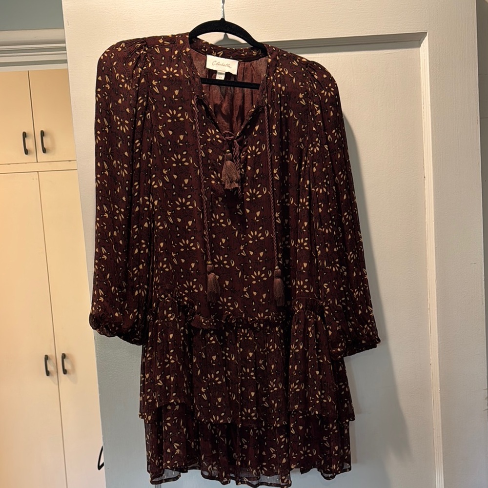 Cleobella Brown Floral Dress with Tassels